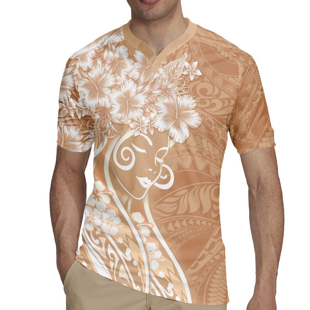 Polynesian Women's Day Rugby Jersey Brown Hibiscus Flowers With Polynesian Pattern LT05 - Polynesian Pride