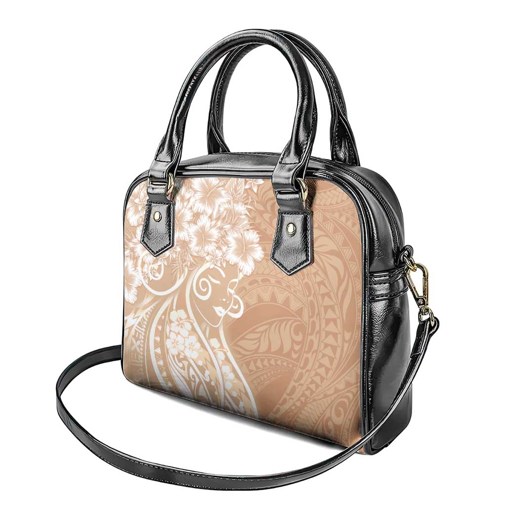 Polynesian Women's Day Shoulder Handbag Brown Hibiscus Flowers With Polynesian Pattern LT05 - Polynesian Pride
