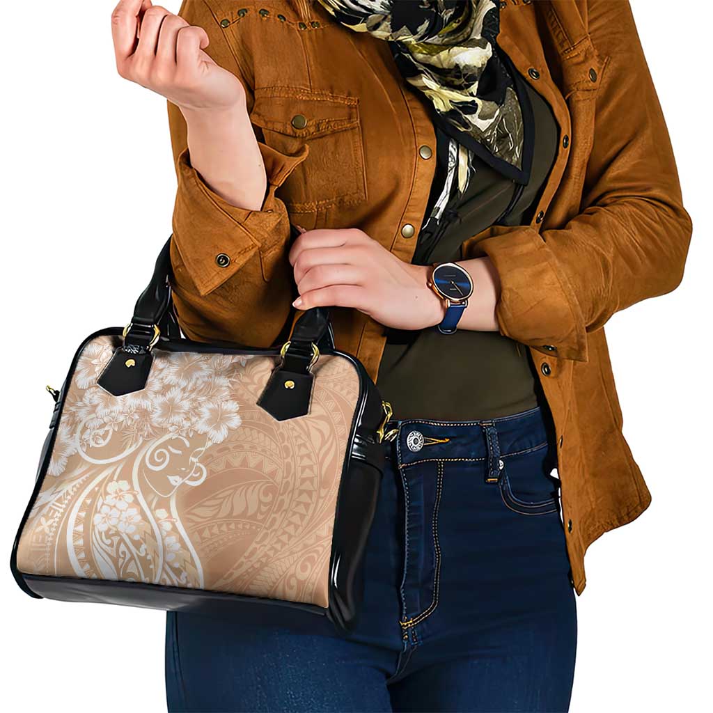 Polynesian Women's Day Shoulder Handbag Brown Hibiscus Flowers With Polynesian Pattern LT05 - Polynesian Pride