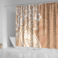 Polynesian Women's Day Shower Curtain Brown Hibiscus Flowers With Polynesian Pattern LT05 - Polynesian Pride