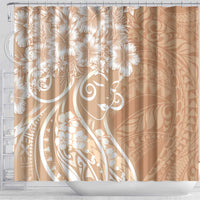 Polynesian Women's Day Shower Curtain Brown Hibiscus Flowers With Polynesian Pattern LT05 - Polynesian Pride