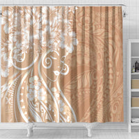 Polynesian Women's Day Shower Curtain Brown Hibiscus Flowers With Polynesian Pattern LT05 - Polynesian Pride