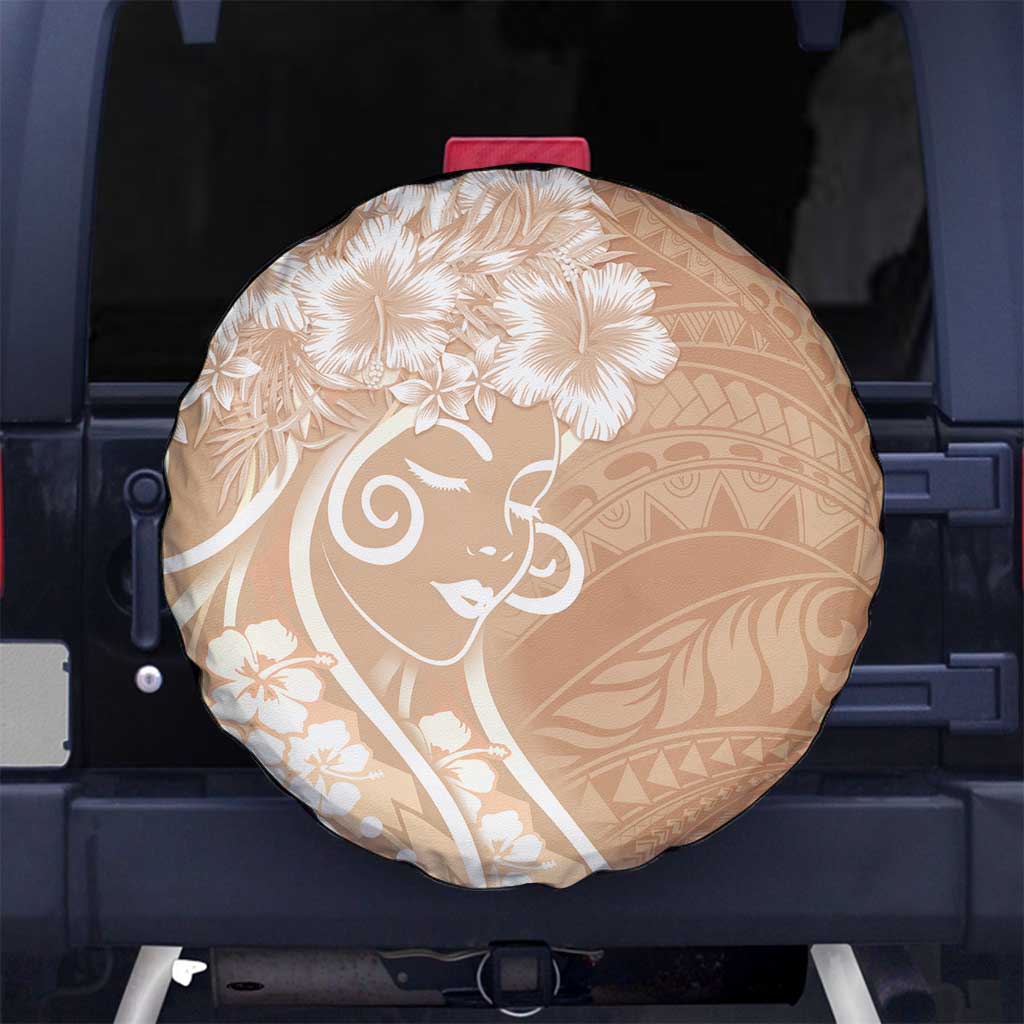 Polynesian Women's Day Spare Tire Cover Brown Hibiscus Flowers With Polynesian Pattern LT05 No hole Brown - Polynesian Pride