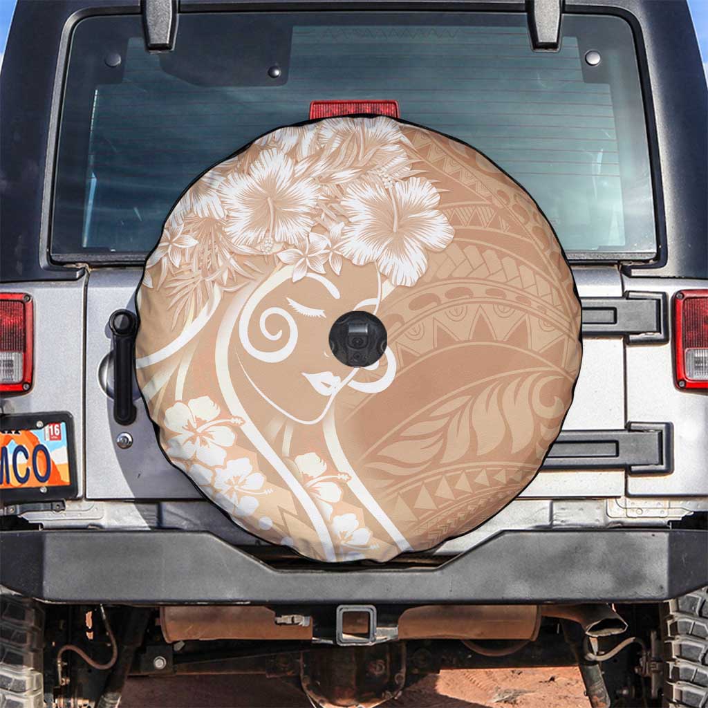 Polynesian Women's Day Spare Tire Cover Brown Hibiscus Flowers With Polynesian Pattern LT05 Brown - Polynesian Pride