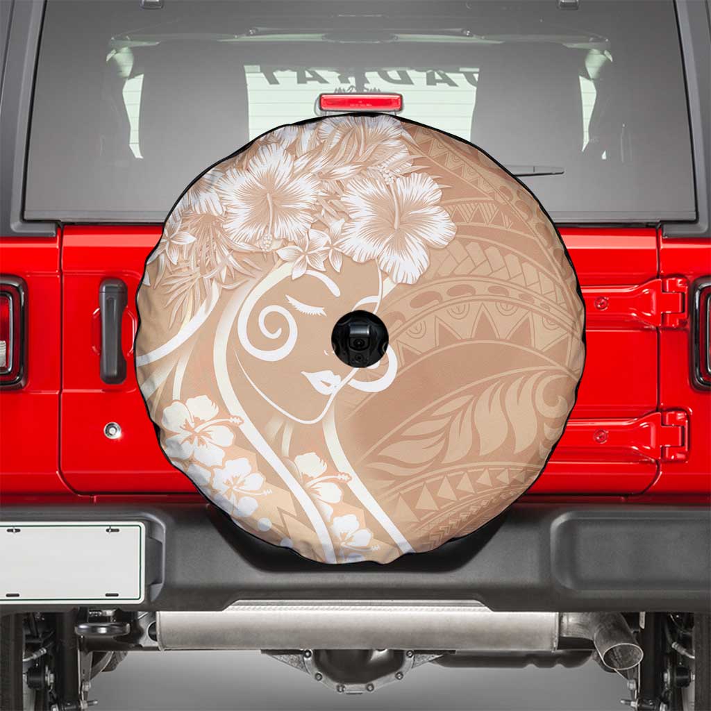 Polynesian Women's Day Spare Tire Cover Brown Hibiscus Flowers With Polynesian Pattern LT05 - Polynesian Pride