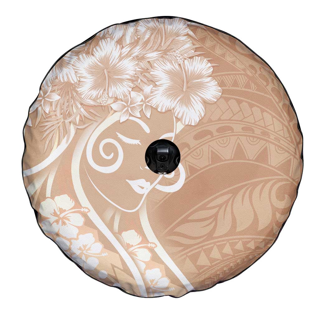 Polynesian Women's Day Spare Tire Cover Brown Hibiscus Flowers With Polynesian Pattern LT05 - Polynesian Pride