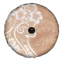 Polynesian Women's Day Spare Tire Cover Brown Hibiscus Flowers With Polynesian Pattern LT05 - Polynesian Pride