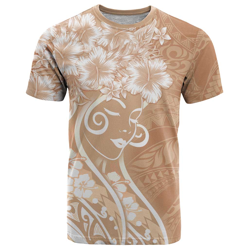 Polynesian Women's Day T Shirt Brown Hibiscus Flowers With Polynesian Pattern LT05 Brown - Polynesian Pride