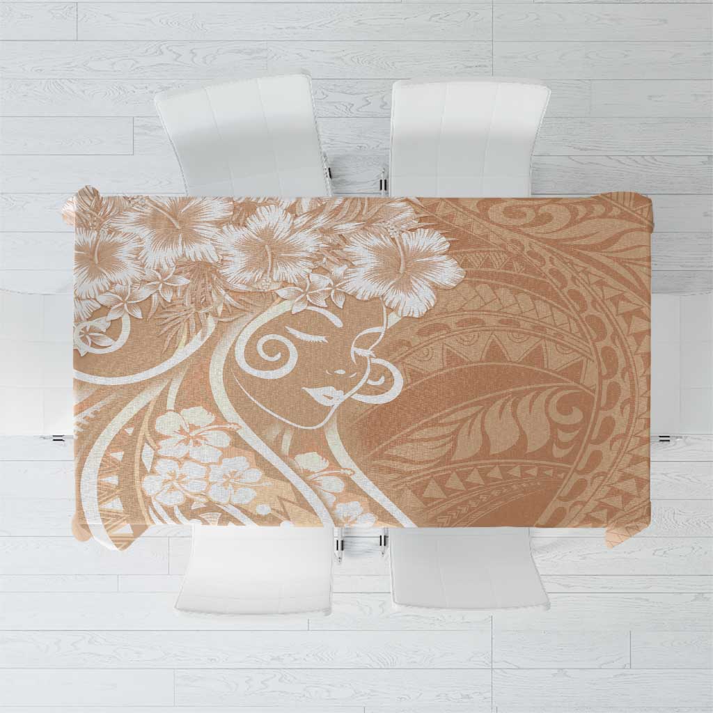 Polynesian Women's Day Tablecloth Brown Hibiscus Flowers With Polynesian Pattern LT05 Brown - Polynesian Pride