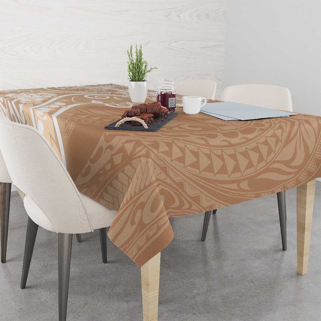 Polynesian Women's Day Tablecloth Brown Hibiscus Flowers With Polynesian Pattern LT05 - Polynesian Pride