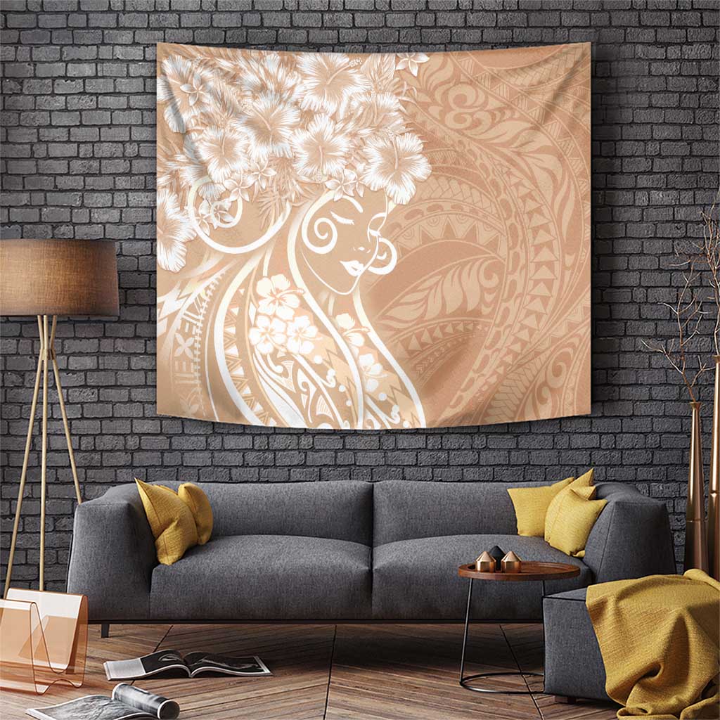 Polynesian Women's Day Tapestry Brown Hibiscus Flowers With Polynesian Pattern LT05 Brown - Polynesian Pride