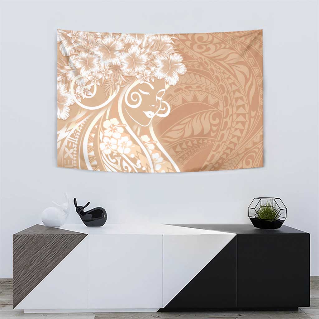 Polynesian Women's Day Tapestry Brown Hibiscus Flowers With Polynesian Pattern LT05 - Polynesian Pride