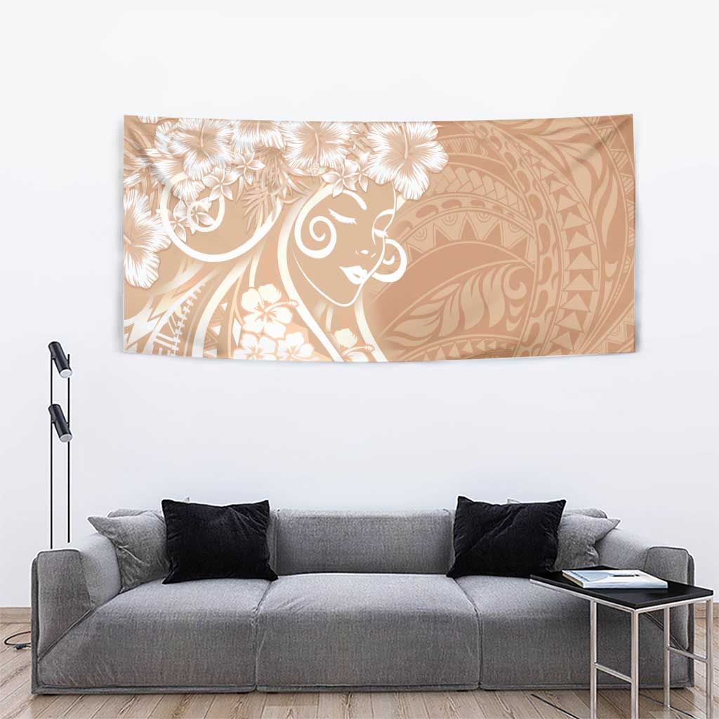 Polynesian Women's Day Tapestry Brown Hibiscus Flowers With Polynesian Pattern LT05 - Polynesian Pride