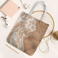 Polynesian Women's Day Tote Bag Brown Hibiscus Flowers With Polynesian Pattern LT05 White Strap One Size Brown - Polynesian Pride