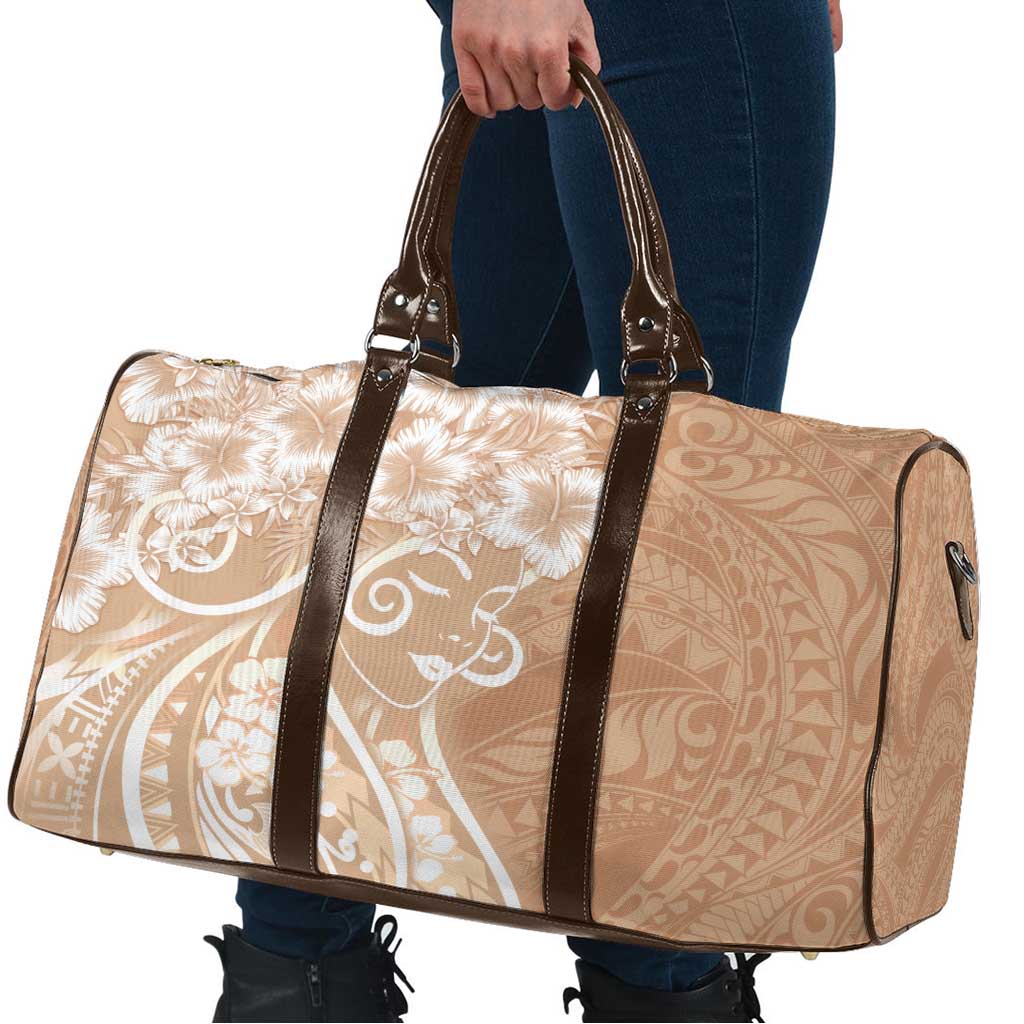 Polynesian Women's Day Travel Bag Brown Hibiscus Flowers With Polynesian Pattern