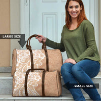 Polynesian Women's Day Travel Bag Brown Hibiscus Flowers With Polynesian Pattern