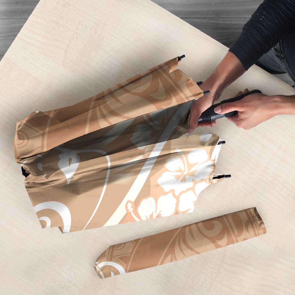Polynesian Women's Day Umbrella Brown Hibiscus Flowers With Polynesian Pattern LT05 - Polynesian Pride