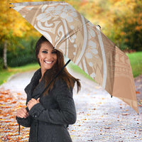 Polynesian Women's Day Umbrella Brown Hibiscus Flowers With Polynesian Pattern LT05 - Polynesian Pride