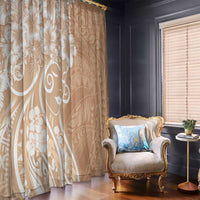 Polynesian Women's Day Window Curtain Brown Hibiscus Flowers With Polynesian Pattern LT05 - Polynesian Pride