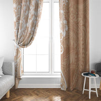 Polynesian Women's Day Window Curtain Brown Hibiscus Flowers With Polynesian Pattern LT05 - Polynesian Pride
