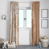 Polynesian Women's Day Window Curtain Brown Hibiscus Flowers With Polynesian Pattern LT05 - Polynesian Pride