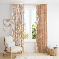 Polynesian Women's Day Window Curtain Brown Hibiscus Flowers With Polynesian Pattern LT05 - Polynesian Pride