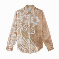 Polynesian Women's Day Women Casual Shirt Brown Hibiscus Flowers With Polynesian Pattern LT05 - Polynesian Pride