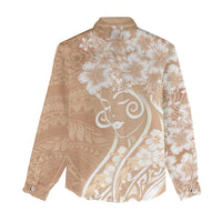 Polynesian Women's Day Women Casual Shirt Brown Hibiscus Flowers With Polynesian Pattern LT05 - Polynesian Pride