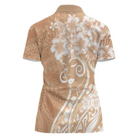 Polynesian Women's Day Women Polo Shirt Brown Hibiscus Flowers With Polynesian Pattern LT05 - Polynesian Pride