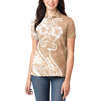 Polynesian Women's Day Women Polo Shirt Brown Hibiscus Flowers With Polynesian Pattern LT05 - Polynesian Pride