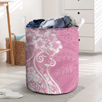 Polynesian Women's Day Laundry Basket Pink Hibiscus Flowers With Polynesian Pattern LT05 Pink - Polynesian Pride