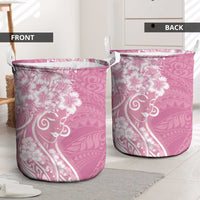 Polynesian Women's Day Laundry Basket Pink Hibiscus Flowers With Polynesian Pattern LT05 - Polynesian Pride