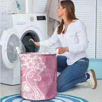 Polynesian Women's Day Laundry Basket Pink Hibiscus Flowers With Polynesian Pattern LT05 - Polynesian Pride