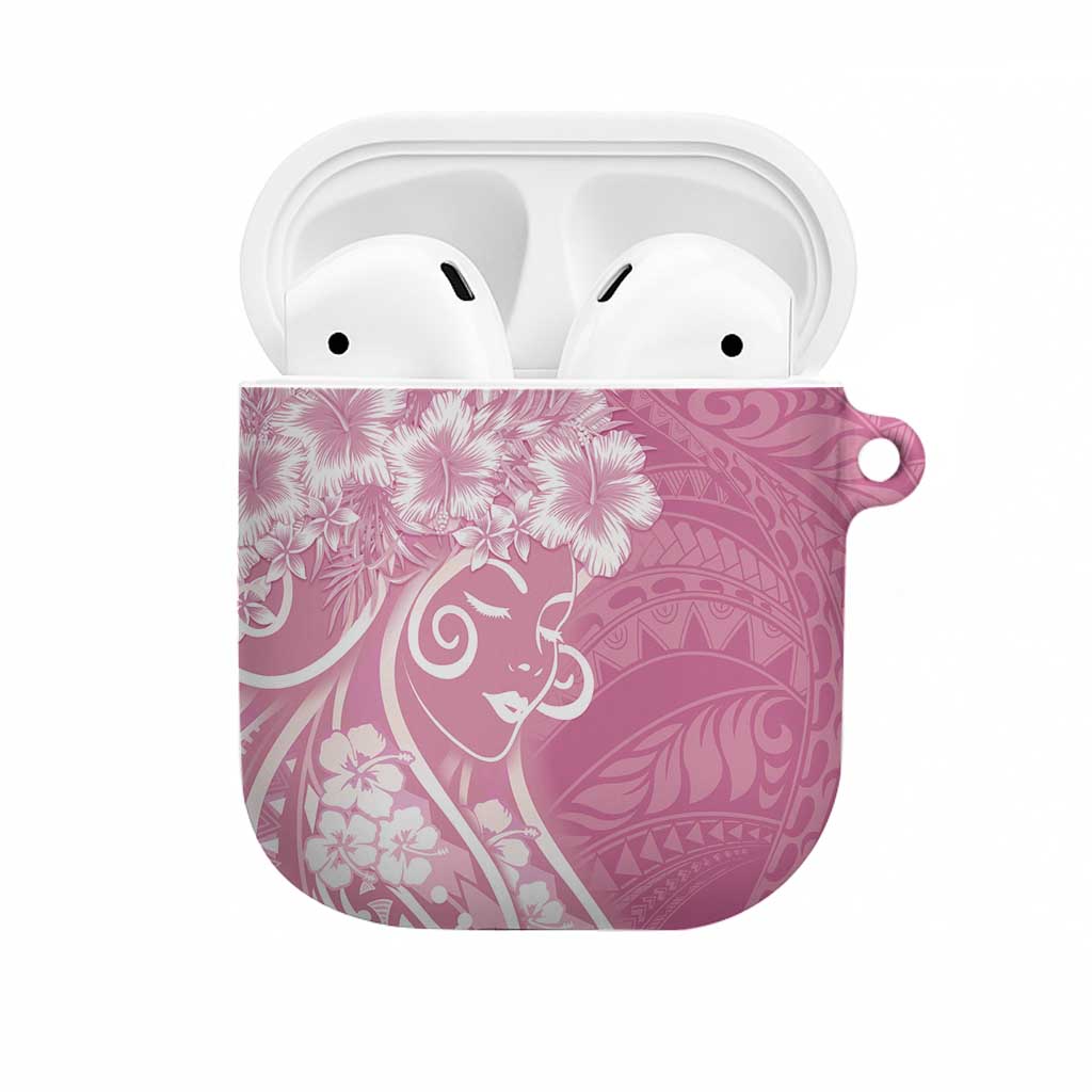 Polynesian Women's Day AirPods Case Pink Hibiscus Flowers With Polynesian Pattern LT05 Pink - Polynesian Pride