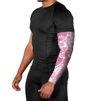 Polynesian Women's Day Arm Sleeves Pink Hibiscus Flowers With Polynesian Pattern LT05 - Polynesian Pride