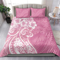 Polynesian Women's Day Bedding Set Pink Hibiscus Flowers With Polynesian Pattern LT05 - Polynesian Pride