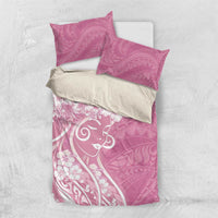 Polynesian Women's Day Bedding Set Pink Hibiscus Flowers With Polynesian Pattern LT05 US Twin 172cm x 218cm Pink - Polynesian Pride