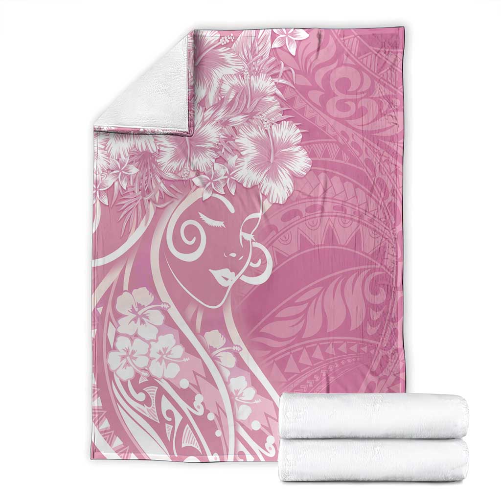 Polynesian Women's Day Blanket Pink Hibiscus Flowers With Polynesian Pattern LT05 - Polynesian Pride