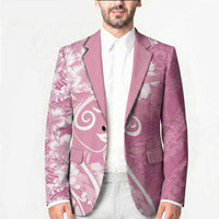 Polynesian Women's Day Blazer Pink Hibiscus Flowers With Polynesian Pattern LT05 - Polynesian Pride