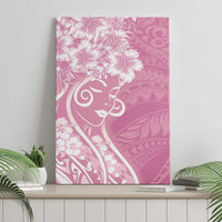 Polynesian Women's Day Canvas Wall Art Pink Hibiscus Flowers With Polynesian Pattern LT05 - Polynesian Pride