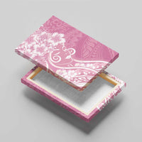Polynesian Women's Day Canvas Wall Art Pink Hibiscus Flowers With Polynesian Pattern LT05 - Polynesian Pride
