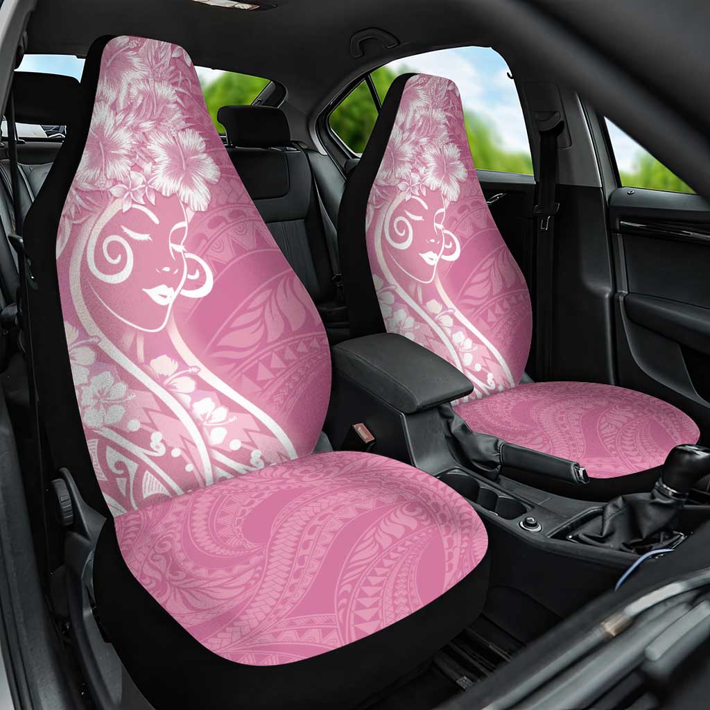 Polynesian Women's Day Car Seat Cover Pink Hibiscus Flowers With Polynesian Pattern LT05 One Size Pink - Polynesian Pride