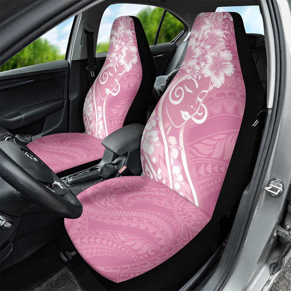 Polynesian Women's Day Car Seat Cover Pink Hibiscus Flowers With Polynesian Pattern LT05 - Polynesian Pride