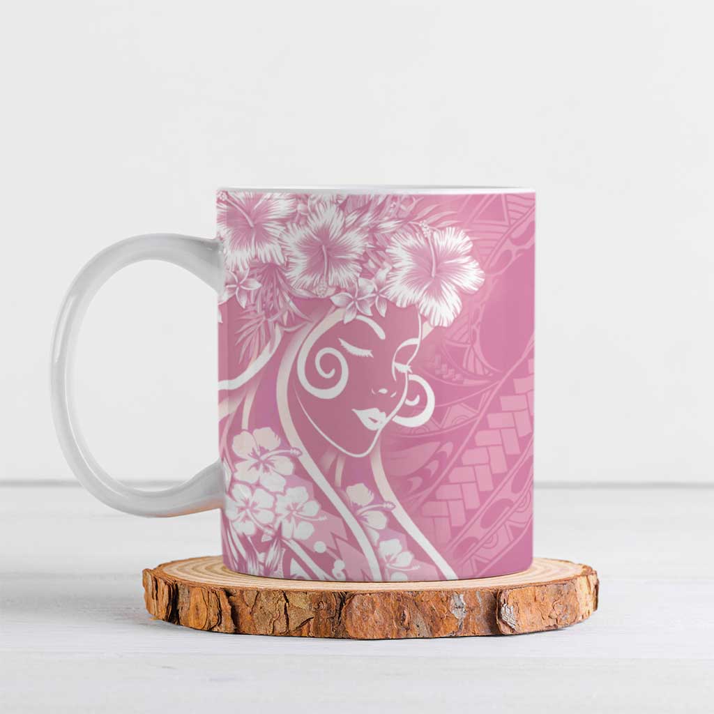 Polynesian Women's Day Ceramic Mug Pink Hibiscus Flowers With Polynesian Pattern LT05 Pink - Polynesian Pride