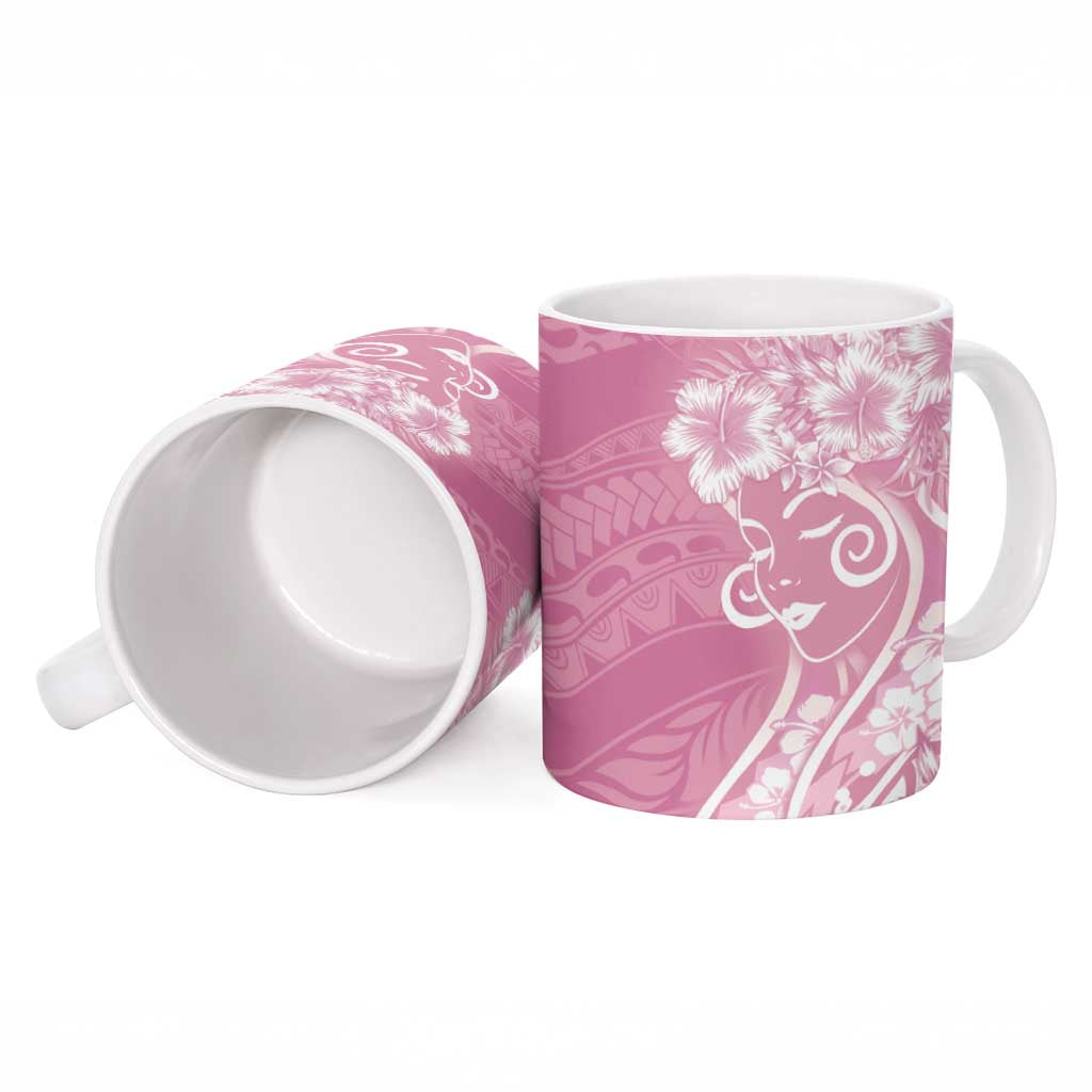 Polynesian Women's Day Ceramic Mug Pink Hibiscus Flowers With Polynesian Pattern LT05 - Polynesian Pride
