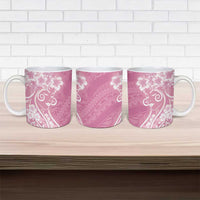 Polynesian Women's Day Ceramic Mug Pink Hibiscus Flowers With Polynesian Pattern LT05 - Polynesian Pride