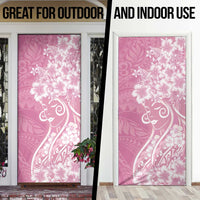 Polynesian Women's Day Door Cover Pink Hibiscus Flowers With Polynesian Pattern LT05 - Polynesian Pride