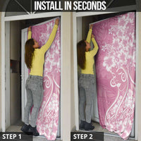 Polynesian Women's Day Door Cover Pink Hibiscus Flowers With Polynesian Pattern LT05 - Polynesian Pride