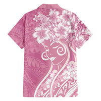 Polynesian Women's Day Family Matching Mermaid Dress and Hawaiian Shirt Pink Hibiscus Flowers With Polynesian Pattern