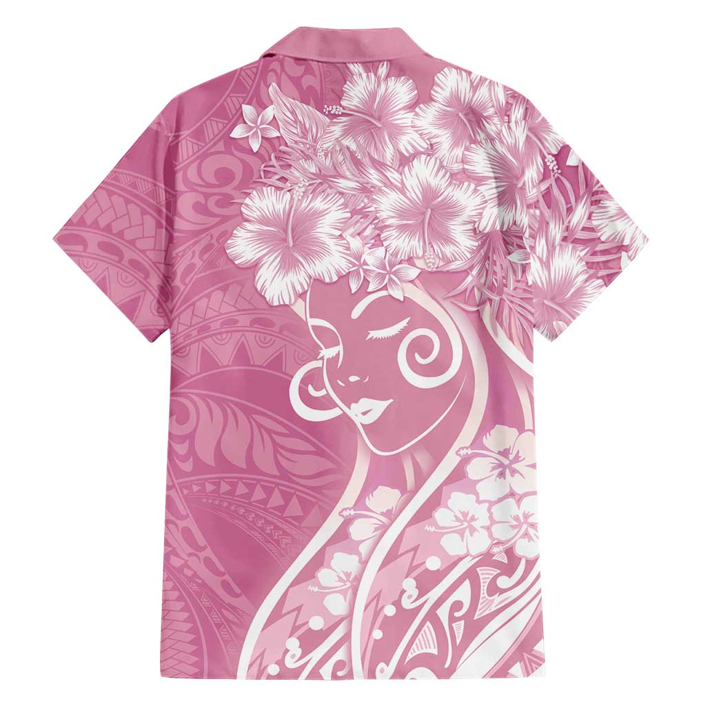 Polynesian Women's Day Family Matching Off Shoulder Maxi Dress and Hawaiian Shirt Pink Hibiscus Flowers With Polynesian Pattern